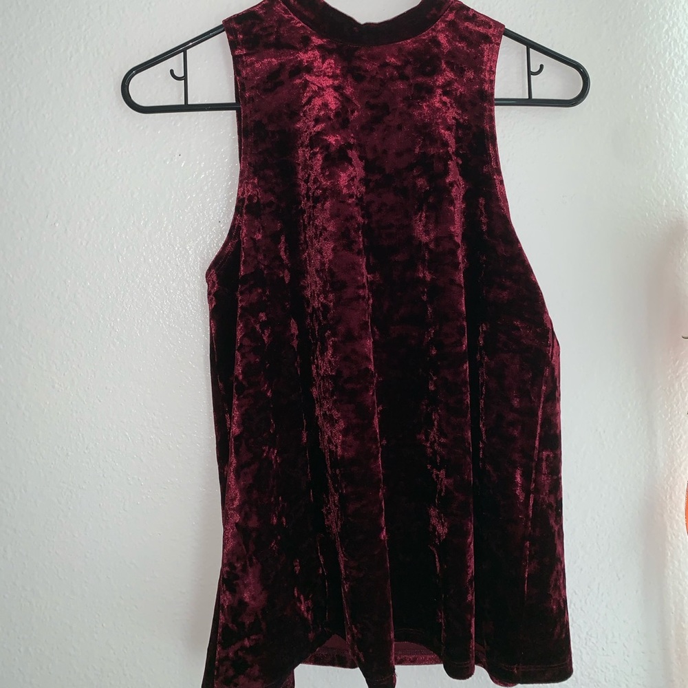Burgundy rushed velvet top